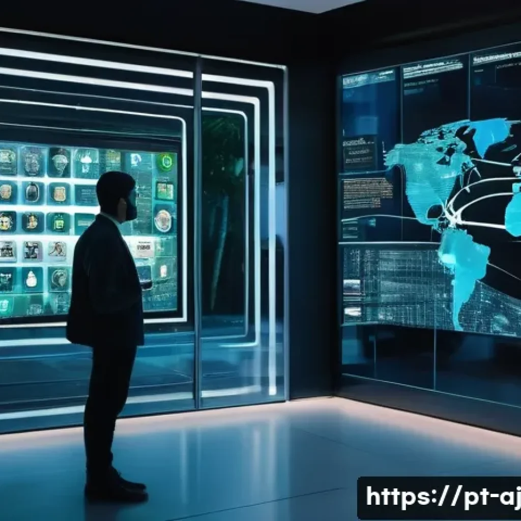 증강인지 기술의 법적 및 윤리적 고려사항 - A futuristic office scene in São Paulo, Brazil, showing diverse professionals collaborating around t...